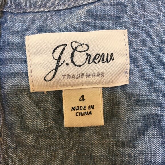 J. Crew 4 casual dress blue denim chambray Ruffle - Picture 2 of 7